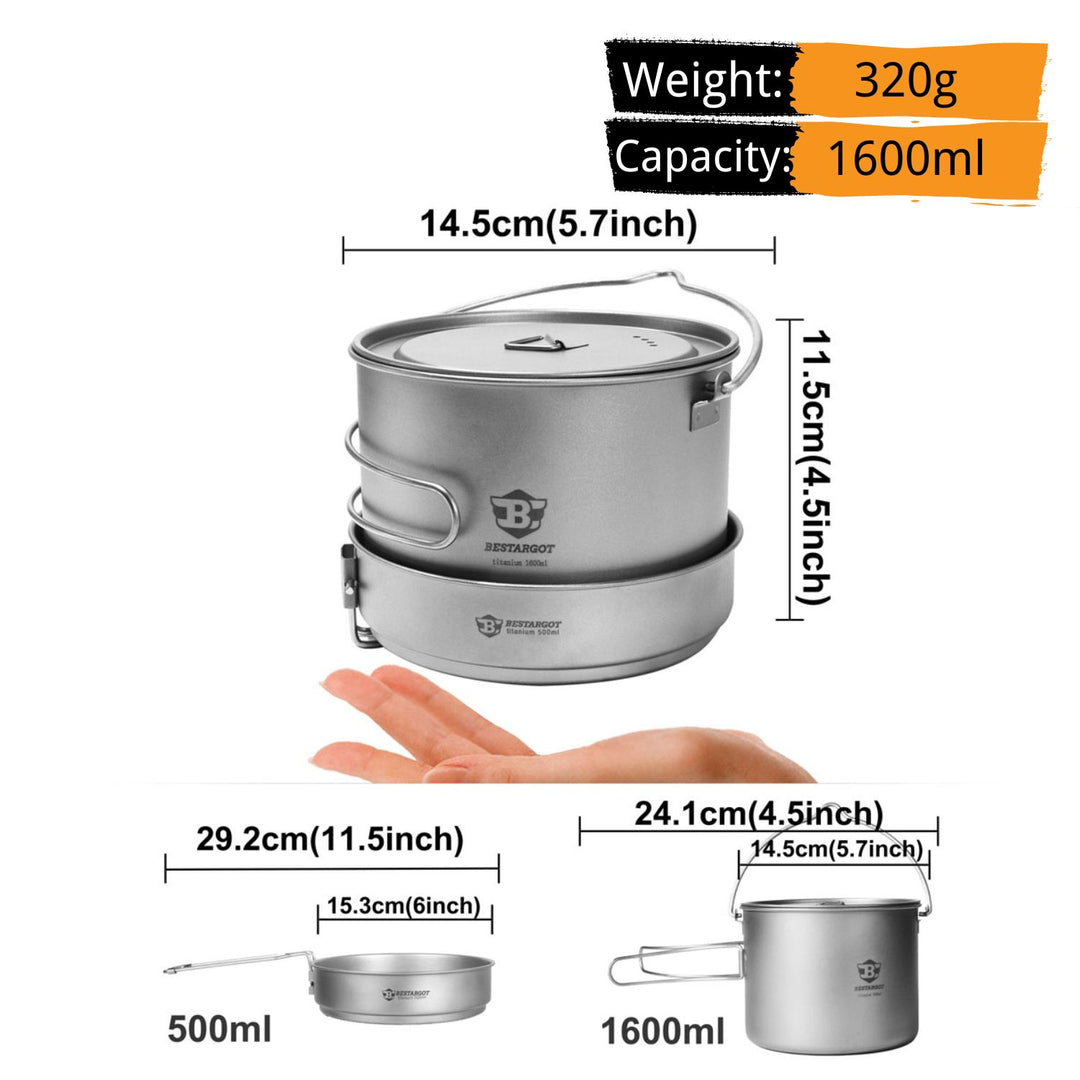 1600ML Camping Titan Topf & Pfanne