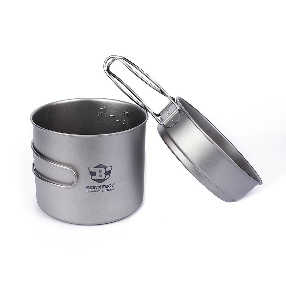 1100ML Pot with Pan Ti-Combo Set - Pot & Pan - BestargotCamp