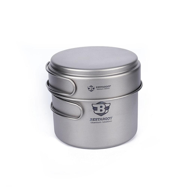 1100ML Pot with Pan Ti-Combo Set - Pot & Pan - BestargotCamp