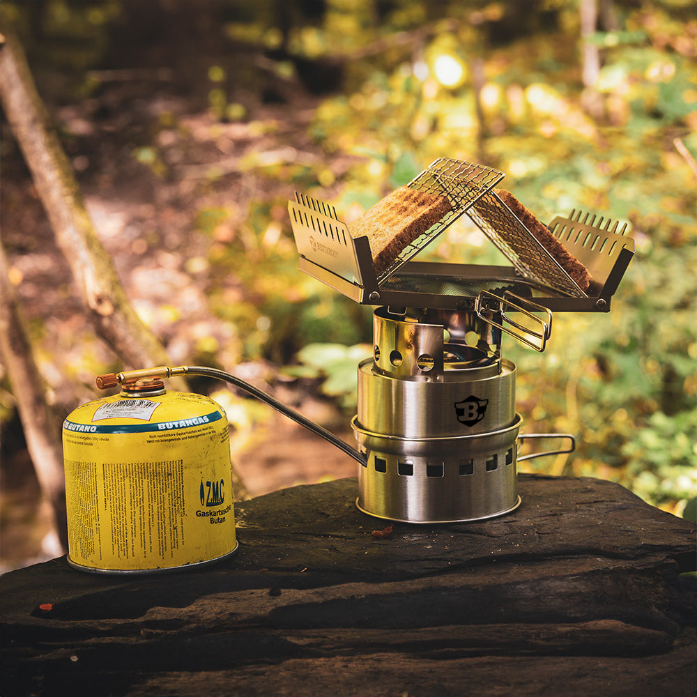 LYXMY Faltbarer Camping Grill – Edelstahl Mini BBQ Rost Mit Standfüßen, Tragbar