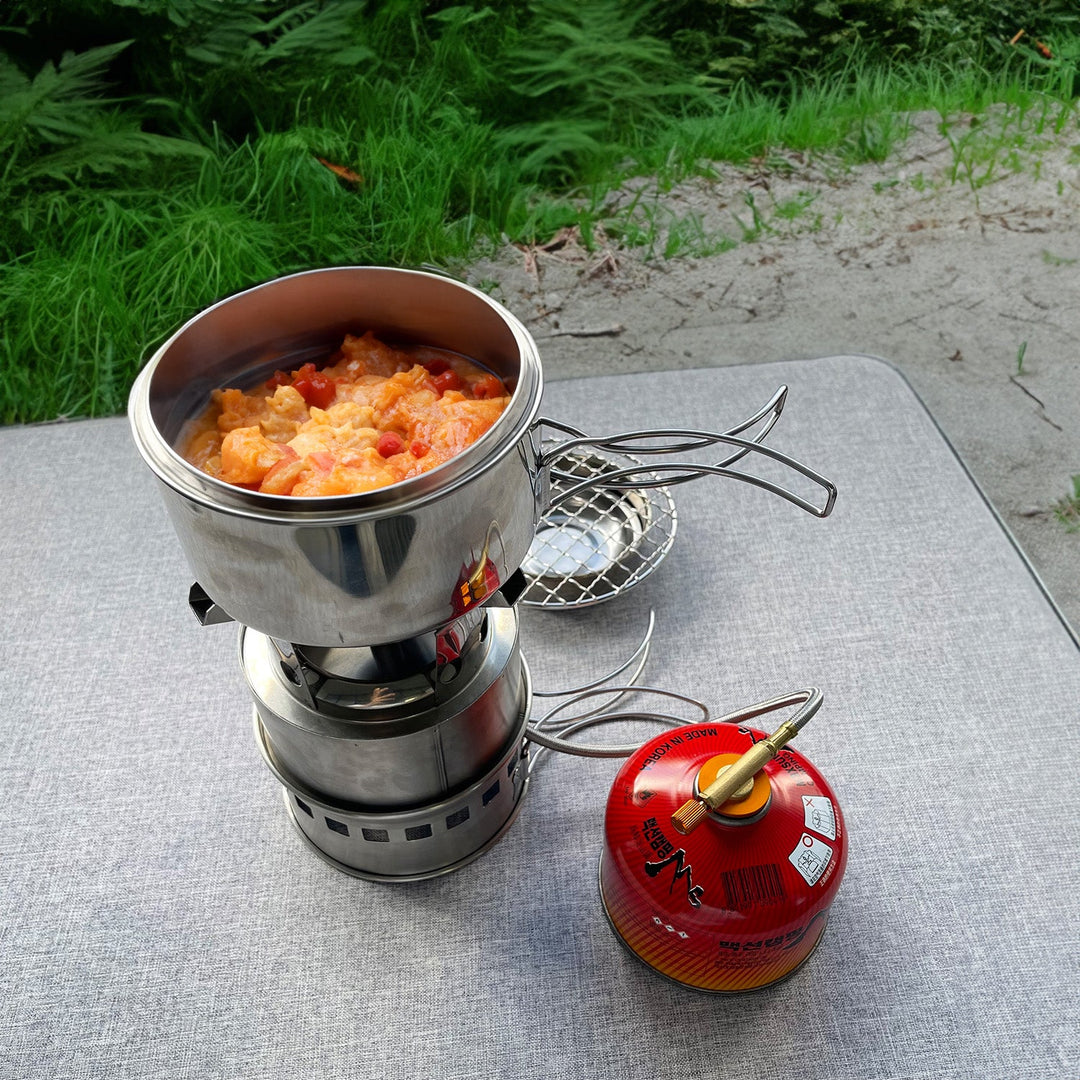 Bestargot Neuheit 2023: Camping Holzvergaser Kocher Hobo Gaskocher, Dual-Modus, Hochwertiger Edelstahl, Robust und Langlebig