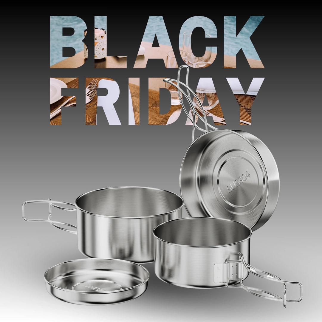 4-teiliges Edelstahl Camping Kochgeschirr