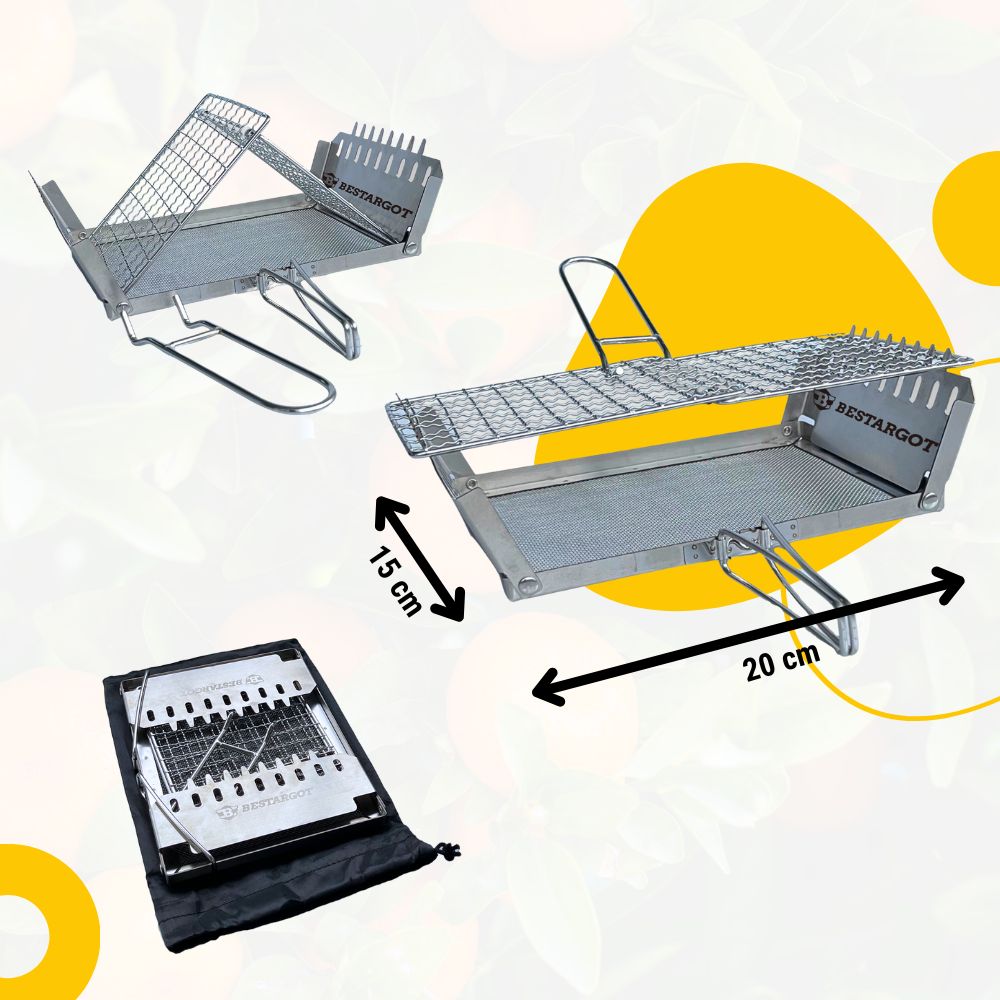 Bestargot Neuheit 2023: Camping Toaster & Grill aus Edelstahl, Toastablett Toastregal mit faltbarem Ständer