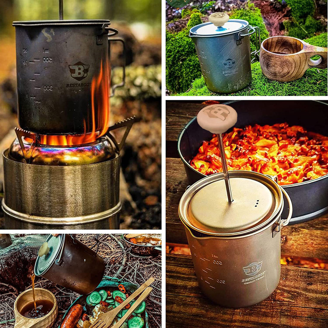 Bestargot Titanium 750ml Camping-Topf, French Press