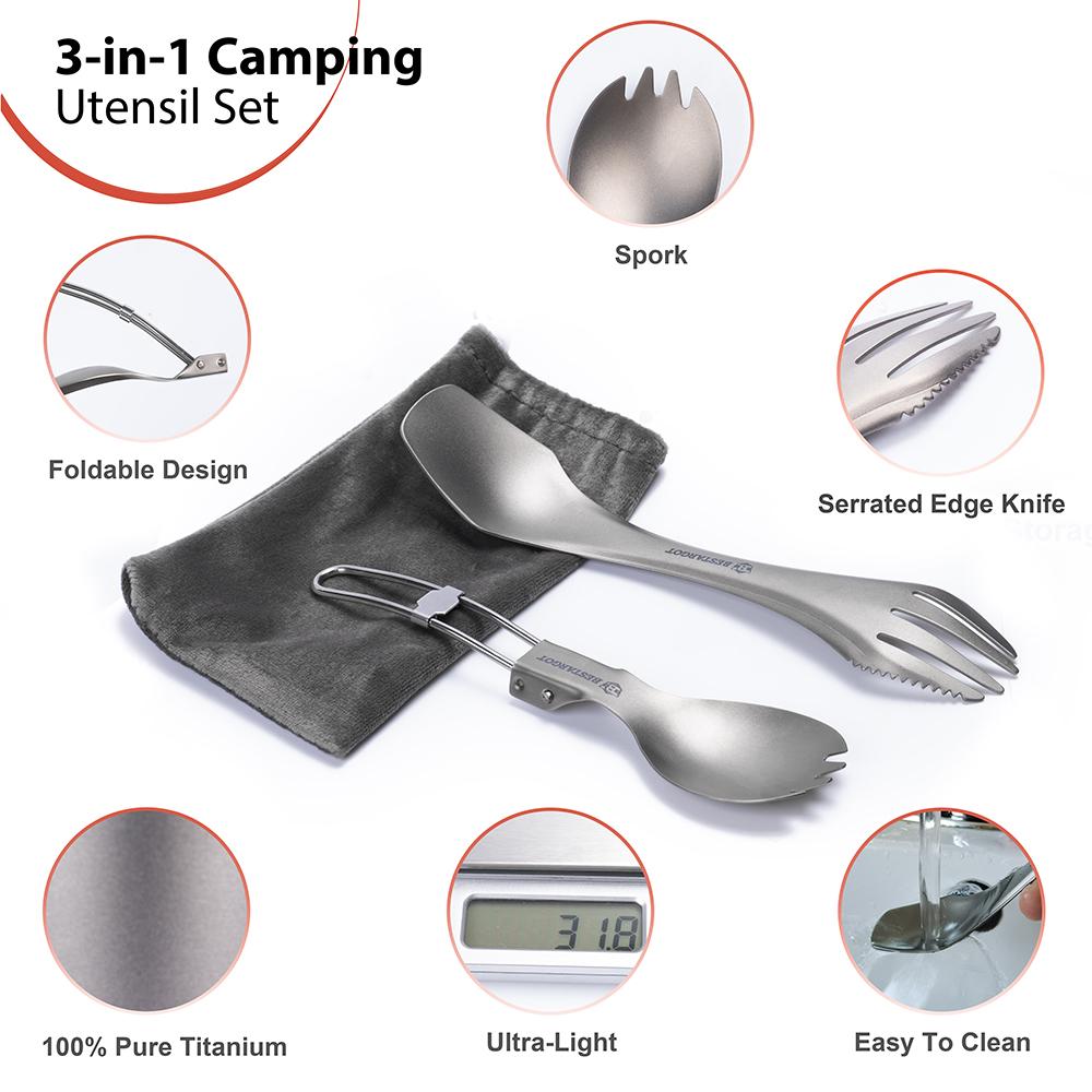 Bestargot Titanium 3In1 Spork and Spoon Set