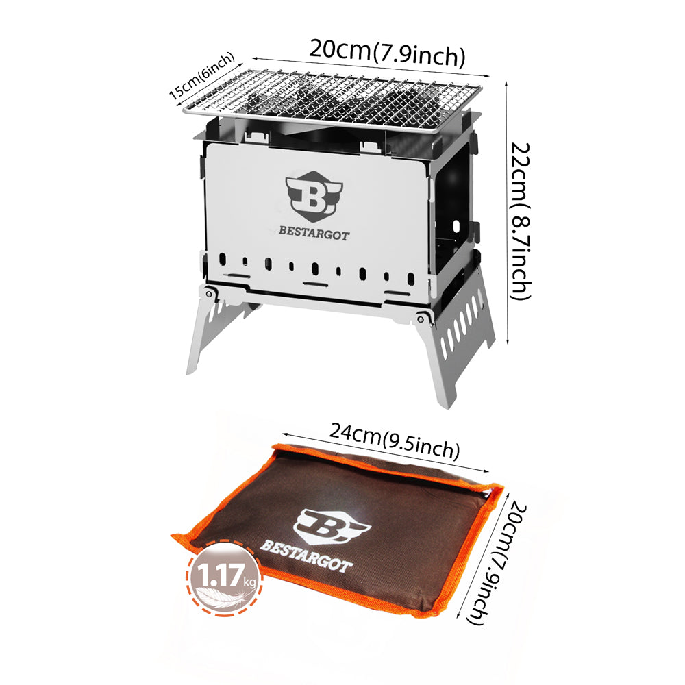 Bestargot Wood Burning Campinggrill Size